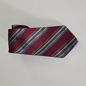 Hickey Freeman Red Blue & Gold 100% Silk Tie